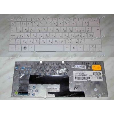 Keyboard HP/Compaq Mini 110-****, 1101 (White/Glossy/RUS грав.-Spanish) белая глянцевая русифицированная