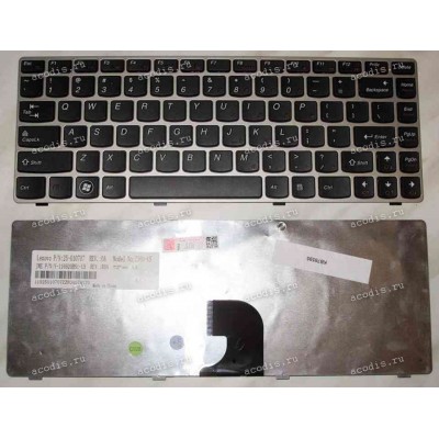 Keyboard Lenovo IdeaPad Z360 p/n:25-010707, Z360-US (Black-Silver/Matte/US) чёрн. в серебр. рамке мат.