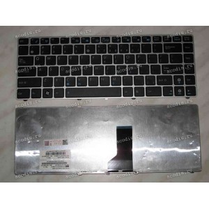 Keyboard Asus A42, K41, K42, K43, N82, N43, N82, U31, U35, U41, UL30, UL35, X4, X42, X43, X44 (Black-Silver/Matte/US) чёрная в серебряной рамке матовая