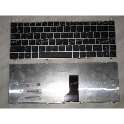 Keyboard Asus A42, K41, K42, K43, N82, N43, N82, U31, U35, U41, UL30, UL35, X4, X42, X43, X44 (Black-Silver/Matte/US) чёрная в серебряной рамке матовая