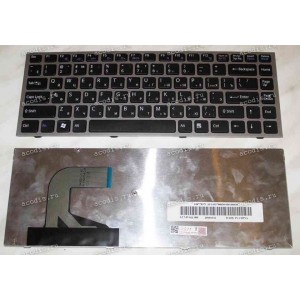 Keyboard Sony VPC-S (p/n:148778371) (Black-Silver/Matte/RUO) черная в серебряной рамке матовая русифицир
