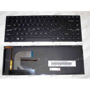 Keyboard Sony VPC-S (p/n:148779311) (Black-Black/Matte/LED/US) черная в черной рамке матовая с подсветкой