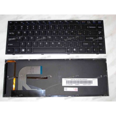 Keyboard Sony VPC-S (p/n:148779311) (Black-Black/Matte/LED/US) черная в черной рамке матовая с подсветкой