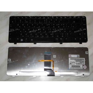 Keyboard HP/Compaq dv3-1000, dv3-2000 (Black/Glossy/LED/RUO) черная глянцевая русиф. с подсветкой