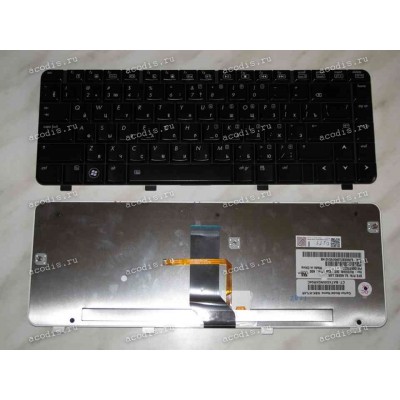 Keyboard HP/Compaq dv3-1000, dv3-2000 (Black/Glossy/LED/RUO) черная глянцевая русиф. с подсветкой