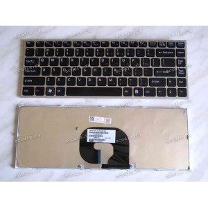 Keyboard Sony VPC-Y, VPC-Y115, VPC-Y118 (p/n:148768621) (Black-Silver/Matte/US) черная в серебр рамке мат
