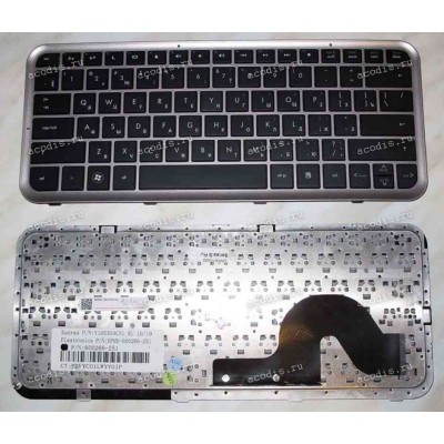Keyboard HP/Compaq dm3, dm3-1000, dm3t, dm3z (Black-Silver/Matte/RUO) черная матовая русифицированная