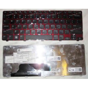Keyboard Dell Inspiron M101z (Black/Matte/US) чёрная в красной рамке матовая