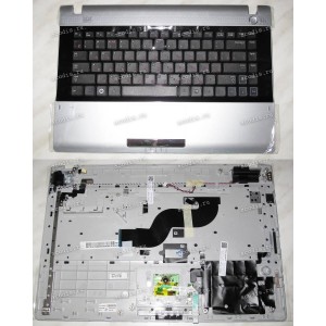 Keyboard Samsung NP-RC415, NP-RV415 Palmrest+TouchPad (p/n: BA59-02939C, BA75-03095C) (Black/Matte/RUO) чёрная матовая русифицированная