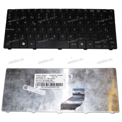 Keyboard Acer Aspire One 522, 532, 532H, Gateway LT21 (Black/Matte/SP) черная матовая