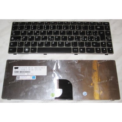 Keyboard Lenovo IdeaPad Z360 (Black-Silver/Matte/IT) чёрн. в серебр. рамке мат.