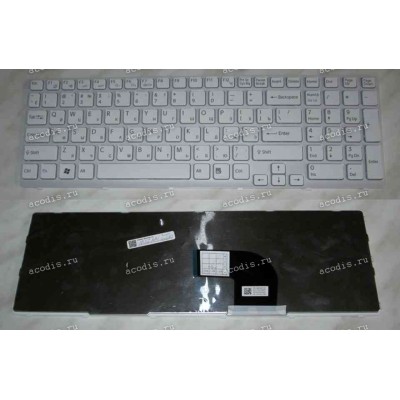 Keyboard Sony SVE151 (p/n: 149032851) (White-Silver/Matte/RUO) белая русифицированная с серебристой рамкой