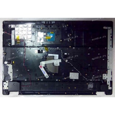 Keyboard Samsung NP-RC530 + topcase (p/n: BA75-03201C) (Black-Silver//RUO) черная с серебристым топкейсом русифицированная