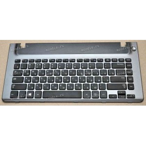 Keyboard Samsung NP355V4C-S01RU + frame (p/n: BA75-04105C) (Black/Matte/RUO) чёрная матовая в чёрной глянцевой(металлик) большой рамке