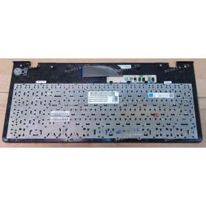 Keyboard Samsung NP-RV515-S06RU + topcase (p/n: BA75-02862C) (Black/Matte/RUO) черная матовая c чёрной рамкой и серебристым топкейсом с тачпадом