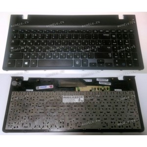 Keyboard Samsung NP350V5C-S1E, NP355V5C-S0CRU + topcase (p/n: BA75-04093C) (Black/Matte/RUO) черная матовая с большой рамкой чёрный металлик с отверстиями под динамики