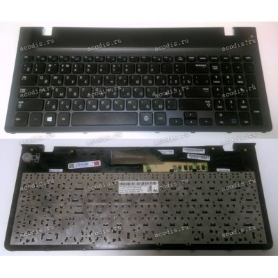 Keyboard Samsung NP350V5C-S1E, NP355V5C-S0CRU + topcase (p/n: BA75-04093C) (Black/Matte/RUO) черная матовая с большой рамкой чёрный металлик с отверстиями под динамики