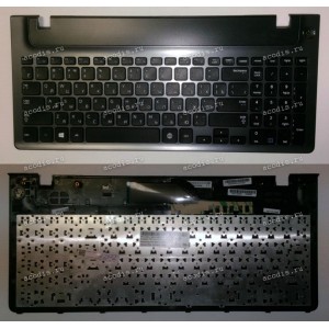 Keyboard Samsung NP350V5C-S1E, NP355V5C-S0CRU + topcase (p/n: BA75-04093C) (Black/Matte/RUO) черная матовая с большой рамкой чёрный металлик с отверстиями под динамики