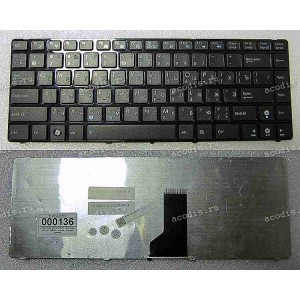 Keyboard Asus A42, K41, K42, K43, N82, N43, N82, U31, U35, U41, UL30, UL35, X4, X42, X43, X44 (Black-Black/Matte/RUO) чёрная в черной рамке матовая