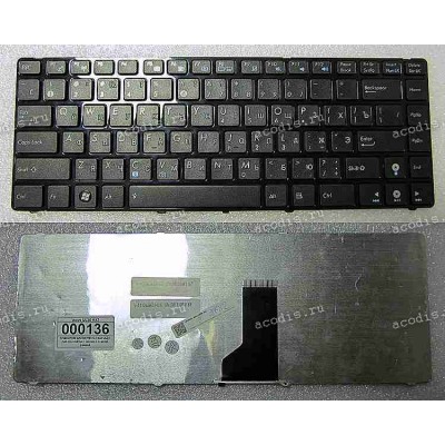 Keyboard Asus A42, K41, K42, K43, N82, N43, N82, U31, U35, U41, UL30, UL35, X4, X42, X43, X44 (Black-Black/Matte/RUO) чёрная в черной рамке матовая