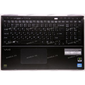 Keyboard Sony SVS15113FXB + topcase (p/n: A1891596A) (Black-Black/Matte/RUO) чёрная русифицированная с чёрной рамкой