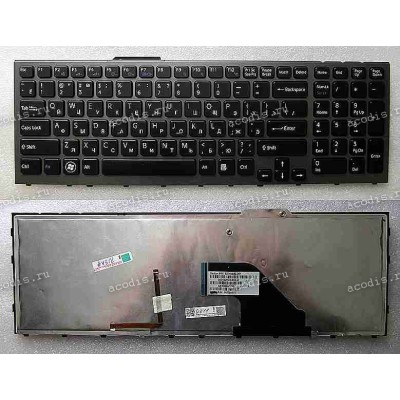 Keyboard Sony VPC-F11, VPC-F12 (p/n:148781111) (Black-Black/Matte/LED/RUL) чёрн в черн рамке мат с подсвет