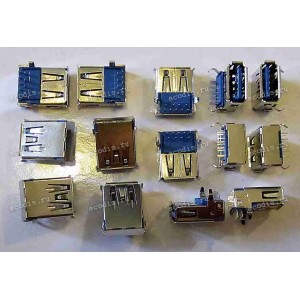 USB Jack Type A 4 pin => 9 pin сквозь плату (#4538)