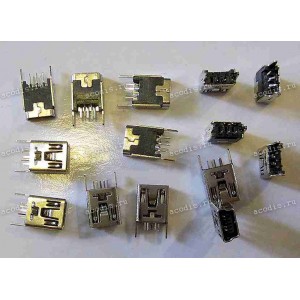 miniUSB Jack Type B 5 pin сквозь плату вертикально (#4542)