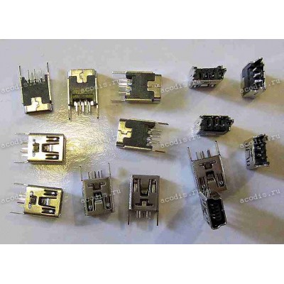 miniUSB Jack Type B 5 pin сквозь плату вертикально (#4542)