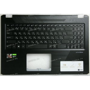 Keyboard Asus FX570UD (13NB0HS0M04X11, 13NB0HS1AP0311, 39KXITAJN00)+Topcase русифицированная чёрная матовая с белыми буквами и без подсветки