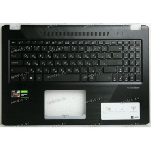 Keyboard Asus FX570UD (13NB0HS0M04X11, 13NB0HS1AP0311, 39KXITAJN00)+Topcase русифицированная чёрная матовая с белыми буквами и без подсветки Keyboard Asus FX570UD (13NB0HS0M04X11, 13NB0HS1AP0311, 39KXITAJN00)+Topcase русифицированная чёрная матовая с белыми буквами и без подсветки