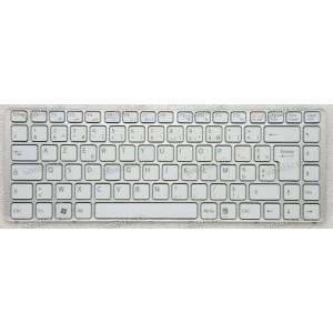 Keyboard Sony VGN-NW (p/n: 148738041, A1736534A) (White-Silver/Matte/FR) белая матовая в серебристой рамке