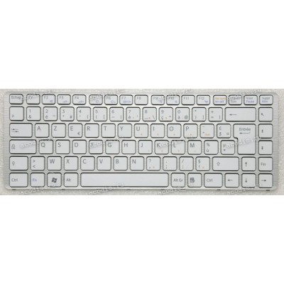 Keyboard Sony VGN-NW (p/n: 148738041, A1736534A) (White-Silver/Matte/FR) белая матовая в серебристой рамке