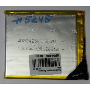 АКБ Li-Pol 3,7V 1500mAh 73x65x2,8 mm с контроллером 3 pin (RE306573, REC 584258, WD584258ЗP), разбор (Digma e605, R60G, S605)