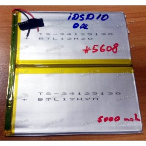 АКБ Li-Pol 3,7V 6000mAh 130x125x3,4 mm с контроллером 2 pin (34125130), разбор (Digma iDsD10)
