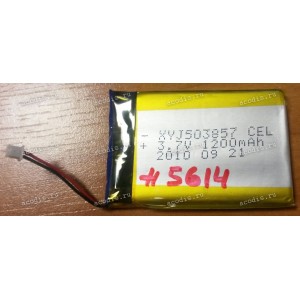 АКБ Li-Pol 3,7V 1200mAh 57x38x5.0 mm с контроллером 2 pin с разъемом (503857, YT 503759) new