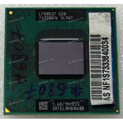 Процессор Socket M (mPGA478MT) Intel Celeron M 520 (SL9WT) (1.60GHz=133MHz x 12, 1MB, 65nm