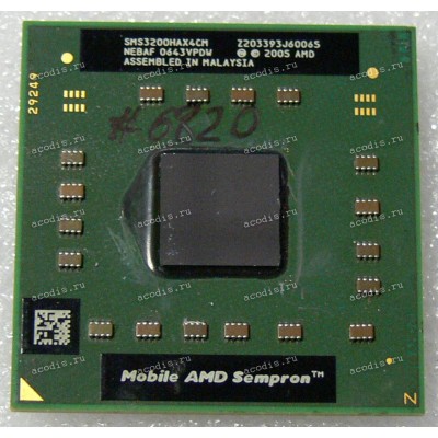 Процессор Socket S1 (638) AMD Mobile Sempron 3200+ (SMS3200HAX4CM) (1.60GHz=200MHz x 8, 512kB, 90nm