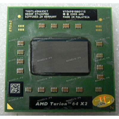 Процессор Socket S1G1 (638) AMD Turion 64 X2 TL-60 (TMDTL60HAX5CT) (2*2.00GHz=200MHz x 10, 2*512kB
