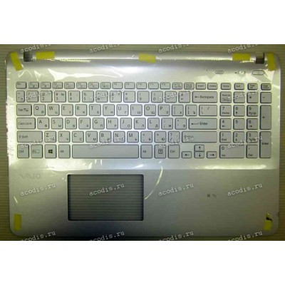 Keyboard Sony SVF1521P1RW, SVF152A29V + topcase С ПОДСВЕТКОЙ (p/n: A1960126A) (White/Matte/RUO) белая русифицированная с топкейсом