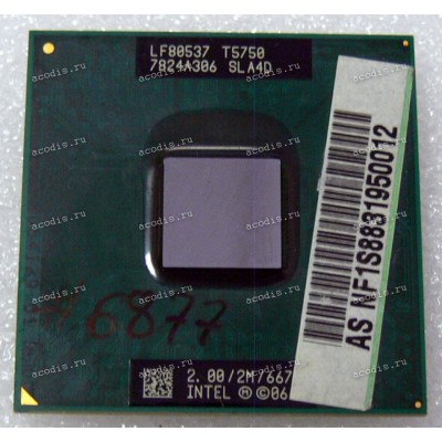 Процессор Socket P (PGA-478) Intel Core 2 Duo T5750 (p/n: SLA4D) (2.00GHz=166MHz x 12, 2Mb, 65nm