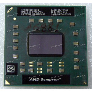 Процессор Socket S1G3 (638) AMD Sempron Mobile M100 (SMM100SBO12GQ) (2.00GHz=200MHz x10, 512kB, 45nm
