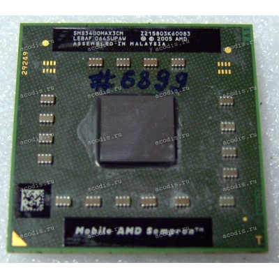 Процессор Socket S1 (638) AMD Mobile Sempron 3400+ (SMS3400HAX3CM) (1.80GHz=200MHz x 9, 256kB, 90nm