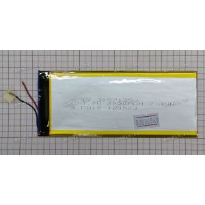 АКБ Li-Pol 3,7V 2000mAh 135x57x3,0 mm с контроллером 2 pin (REC 3057135), разбор (Wexler 7022)
