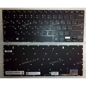 Keyboard Samsung NP370R4E, NP370R5E, NP450R4V, NP730U3E, NP730U3E-K01, NP740U3E, NP740U3E-X01 (p/n: BA59-03688C) с подсветкой (Black/LED/Matte/RUO) чёрная матовая русифицированная
