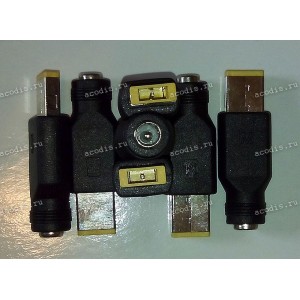 Переходник DC Plug Lenovo прямоугольный 3 pin из Asus, Fujitsu, Lenovo/IBM, RoverBook, Toshiba std 5,5 / 2,5 мм 2 pin