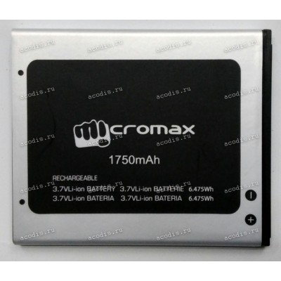 АКБ MicroMax A093 Canvas FIRE (3,7v, 1750mAh, 6,48 Wh) 1ICP4/55/66 new