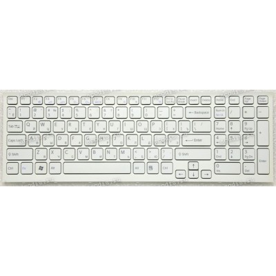 Keyboard Sony VPC-EB (p/n:148793271) (White/RU) русифицированная, белая матовая с рамкой
