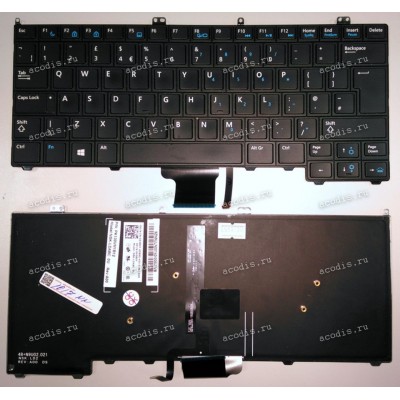 Keyboard Dell Latitude 12 7000 E7240 E7440 (Black/Matte/LED/UK) чёрная матовая с подсветкой
