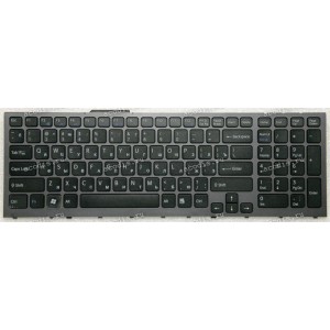 Keyboard Sony VPC-F11, VPC-F12 (p/n:148781311) (Black-Silver/Matte/RUL)чёрн в србр. рам мат